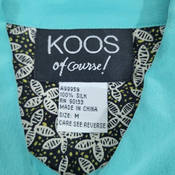 Koos of Course! Silk Blouse Womens M Mix Prints Floral Ditsy Button Up Vintage - Picture 4 of 9